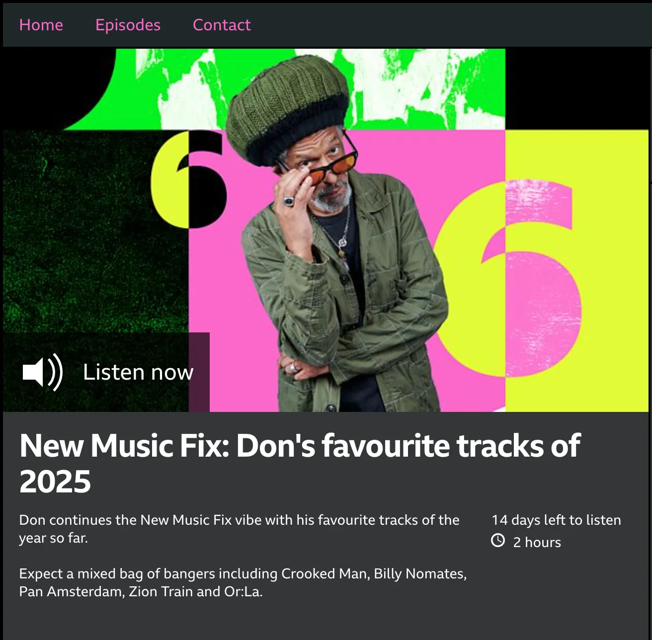 Don Letts picks Simon Sheldon in his favs of 2025 to date on Radio 6